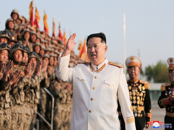 north korean leader kim jong un meets troops who have taken part in the military parade to mark the 90th anniversary of the founding of the korean people's revolutionary army