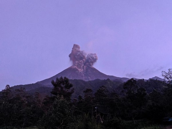 mount merapi volcano erupts as seen from yogyakarta