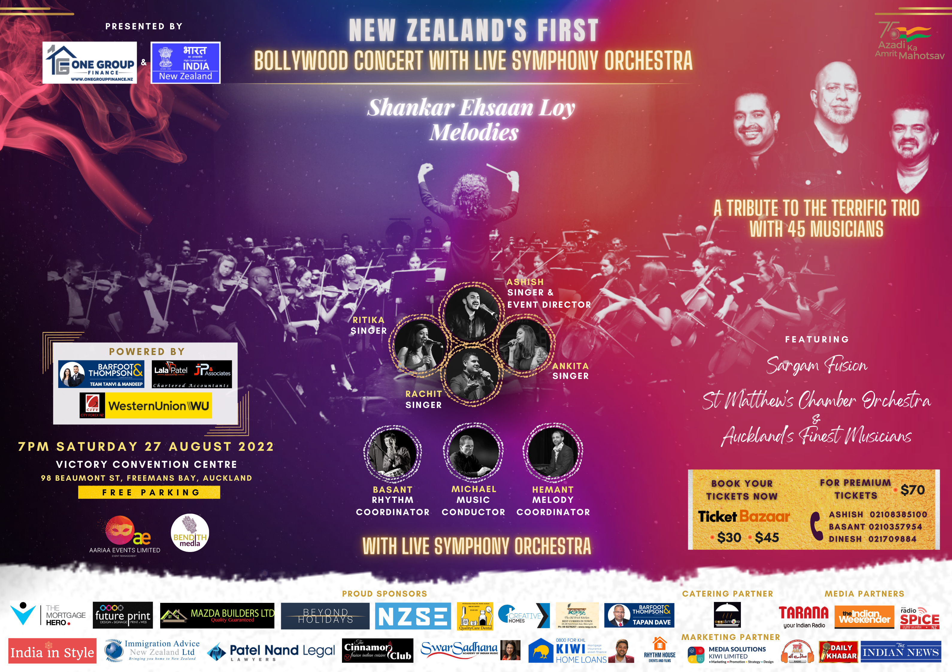 bollywood symphony concert poster with indian news logo