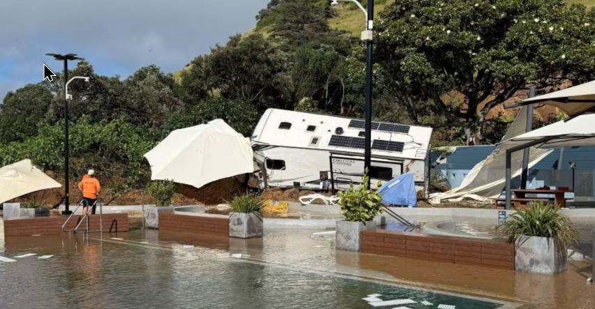 A slip has hit the campsite at Mount Maunganui. Photo / Supplied