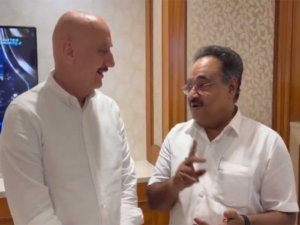 Anupam Kher meets West Bengal BJP President Samik Bhattacharya in Kolkata